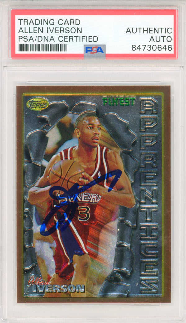 Allen Iverson Autographed 1996-97 Topps Finest Apprentices Card #69 (PSA Auto)