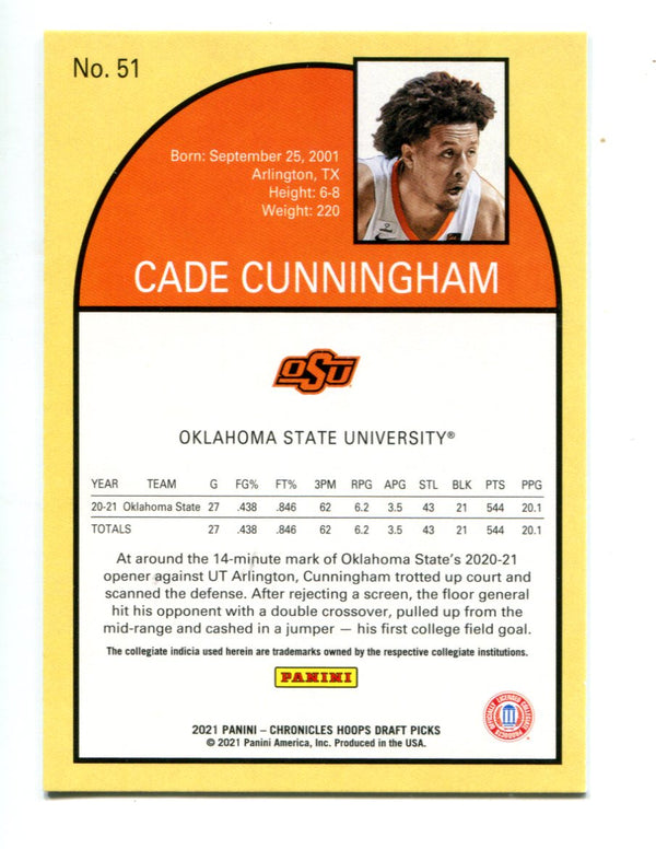 Cade Cunningham 2021 Panini NBA Hoops #51 RC