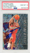 Allen Iverson Autographed 1996-97 Fleer Metal Card #201 (PSA Auto Gem Mt 10)