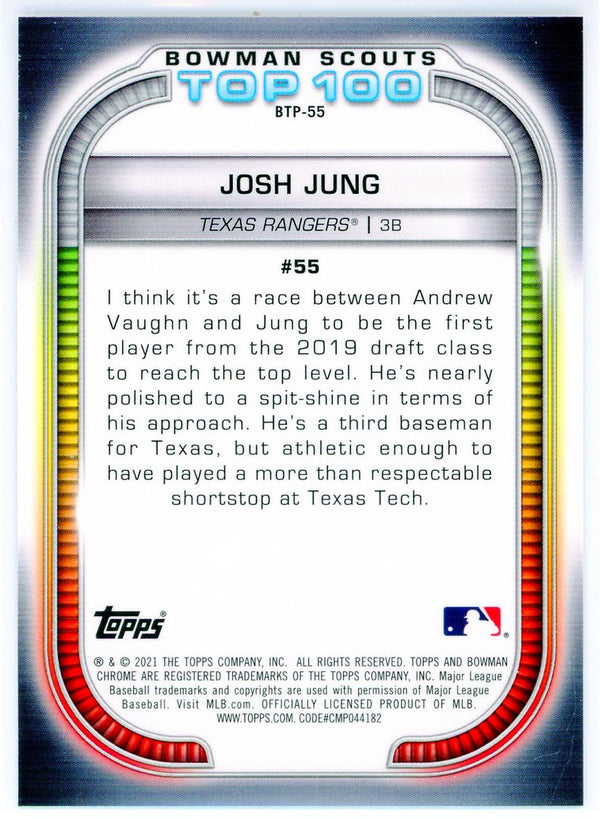 Josh Jung 2021 Bowman Chrome Top 100 Card #BTP-55