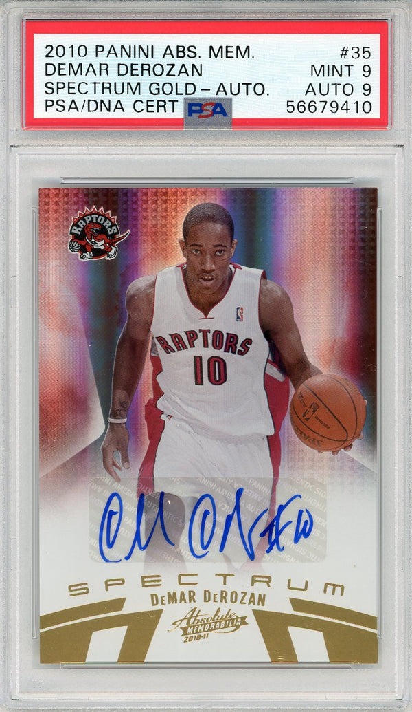 DeMar DeRozan Autographed 2010 Panini Absolute Spectrum Gold Card #35 (PSA 9/9)