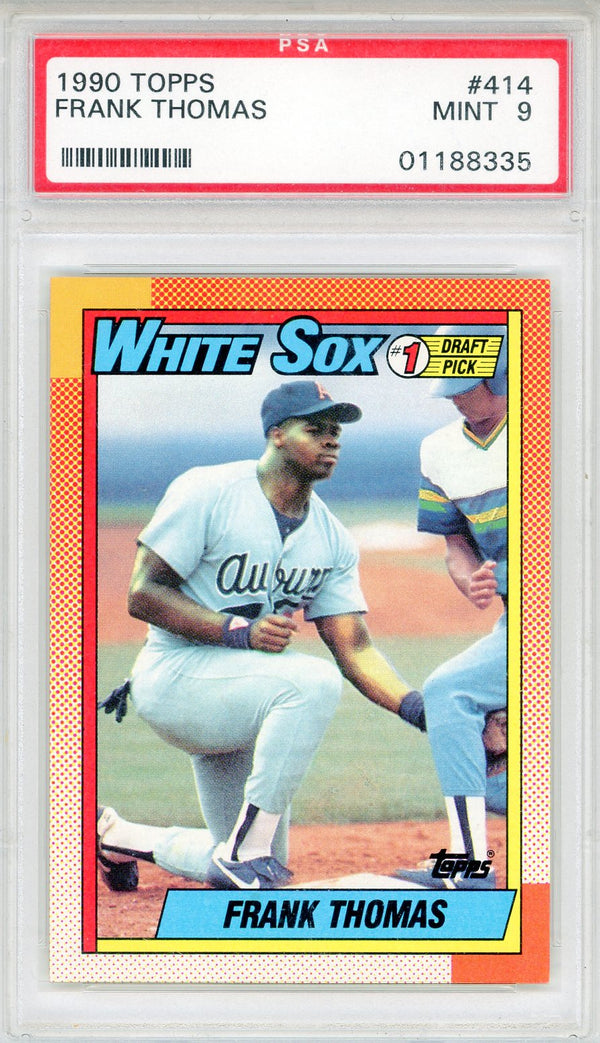 Frank Thomas Autographed 1990 Topps Card #414 (PSA Mint 9)