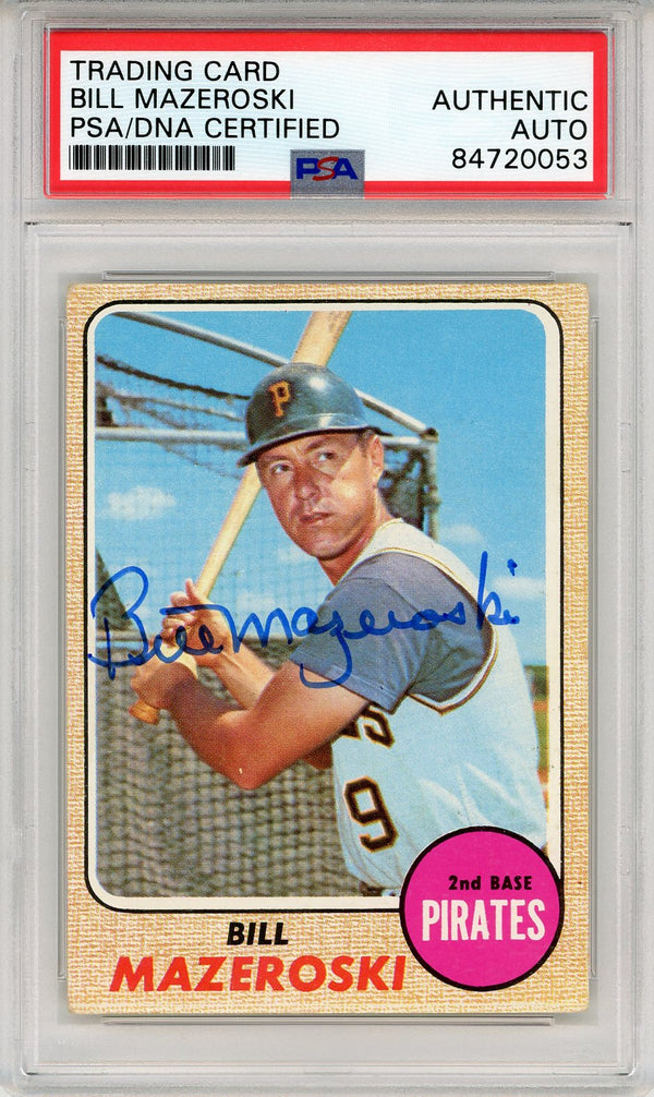 Bill Mazeroski Autographed 1968 Topps Card #390 (PSA)