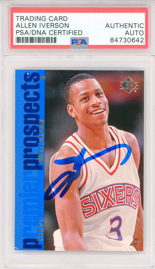 Allen Iverson Autographed 1997 Upper Deck Card #141 (PSA Auto)