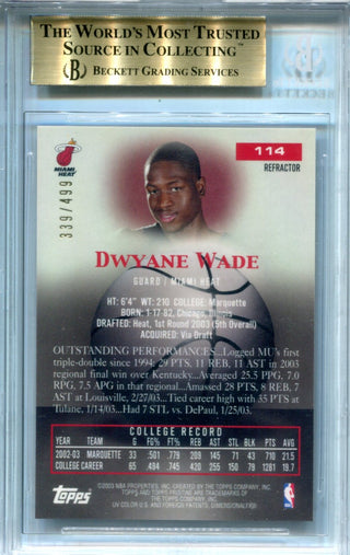 Dwyane Wade 2003-04 Topps Pristine Refractors #114 BGS 9.5 GEM MT /499