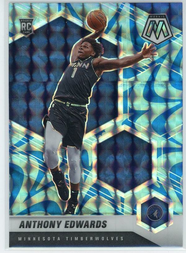 Anthony Edwards 2020-21 Panini Mosaic Blue Prizm Rookie Card #201