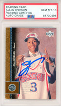 Allen Iverson Autographed 1996 Upper Deck Card #91 (PSA Auto Gem Mt 10)