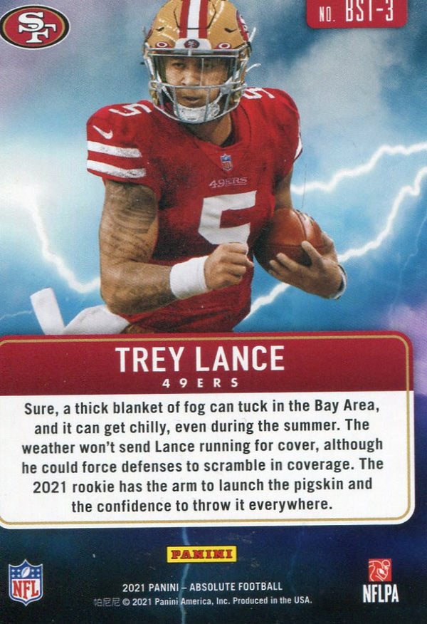 Trey Lance 2021 Panini Absolute Rookie Card #BST-3