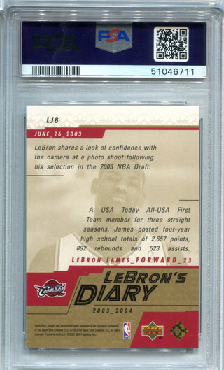 LeBron James 2003 Upper Deck #LJ8 Lebron`s Diary PSA GEM MT 10 Card