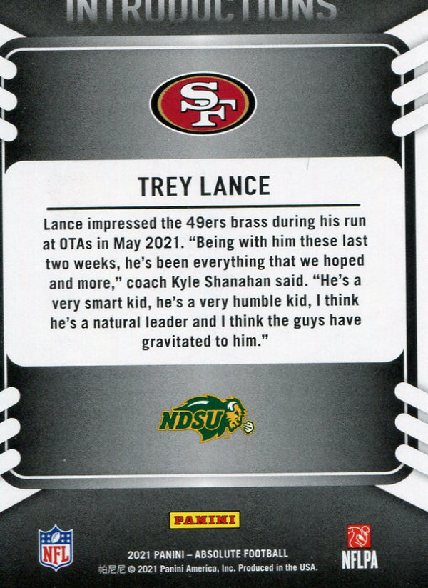 Trey Lance 2021 Panini Absolute Rookie Card