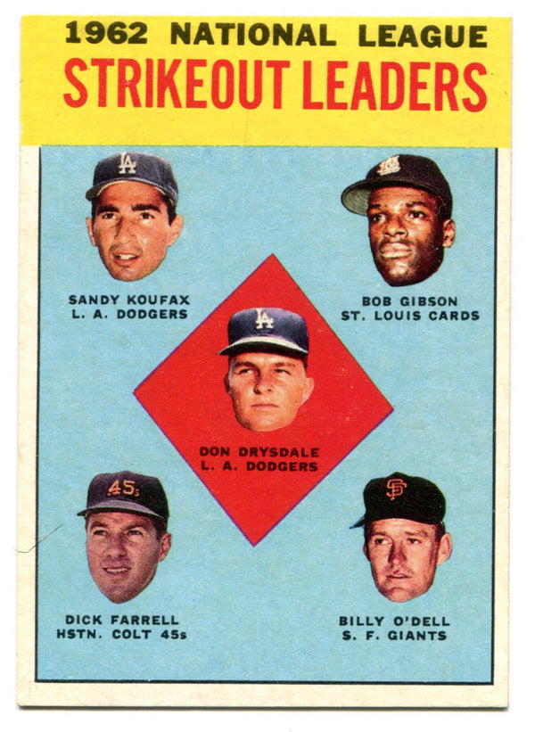 NL Strikeout Leaders 1962 Topps Card