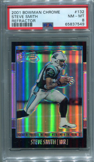 Steve Smith 2001 Bowman Chrome Refractor  #132 PSA NM-MT 8 Card