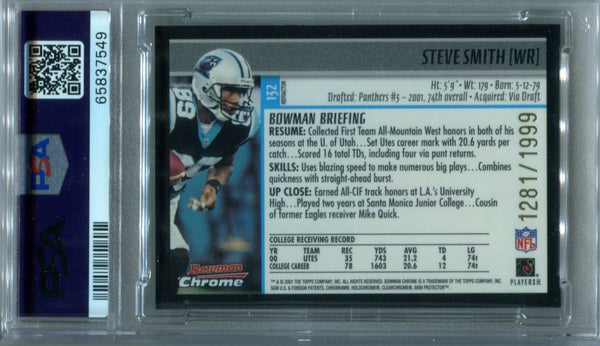 Steve Smith 2001 Bowman Chrome Refractor  #132 PSA NM-MT 8 Card