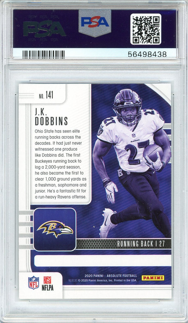 JK Dobbins 2020 Panini Absolute Rookie Card #141 (PSA)