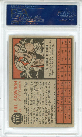 Bill Skowron Autographed 1962 Topps Card #110 (PSA)