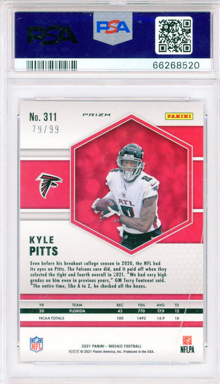 Kyle Pitts 2021 Panini Mosaic Blue Mosaic Rookie Card #311 (PSA Gem Mt 10)