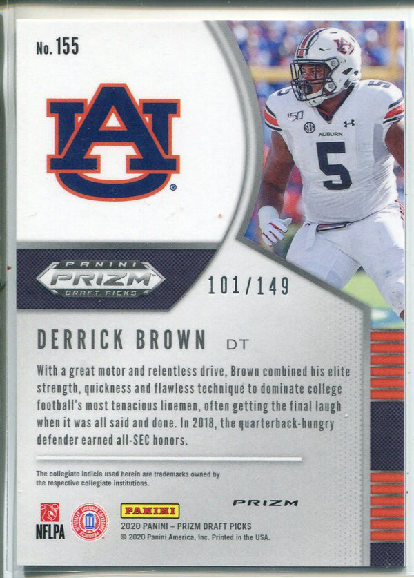 Derrick Brown 2020 Prizm Draft Picks Orange Rookie Card 101/149