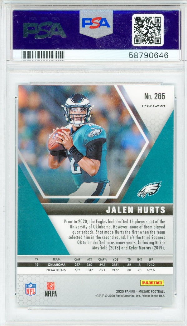 Jalen Hurts 2021 Panini Mosaic Green Mosaic Rookie Card #265 (PSA Gem Mt 10)