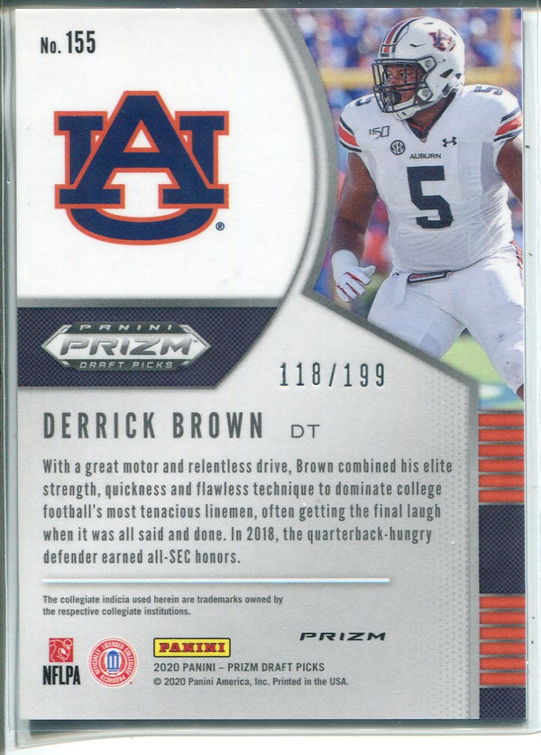 Derrick Brown 2020 Prizm Draft Picks Green & Purple Rookie Card 118/199