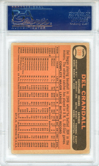 Del Crandall Autographed 1966 Topps Card #339 (PSA)