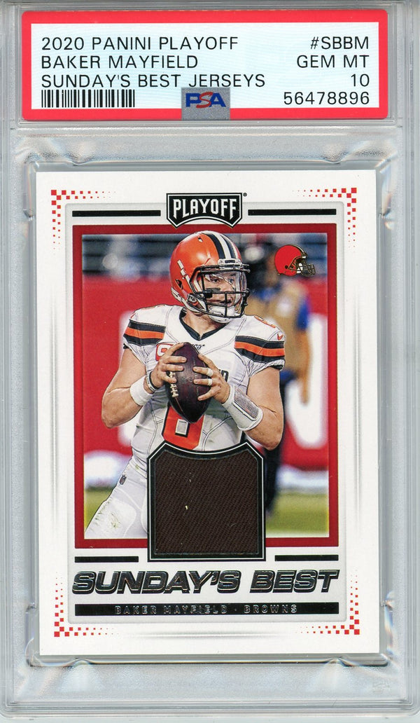 Baker Mayfield 2020 Panini Playoff Sunday's Best Jersey Card #SBBM (PSA)