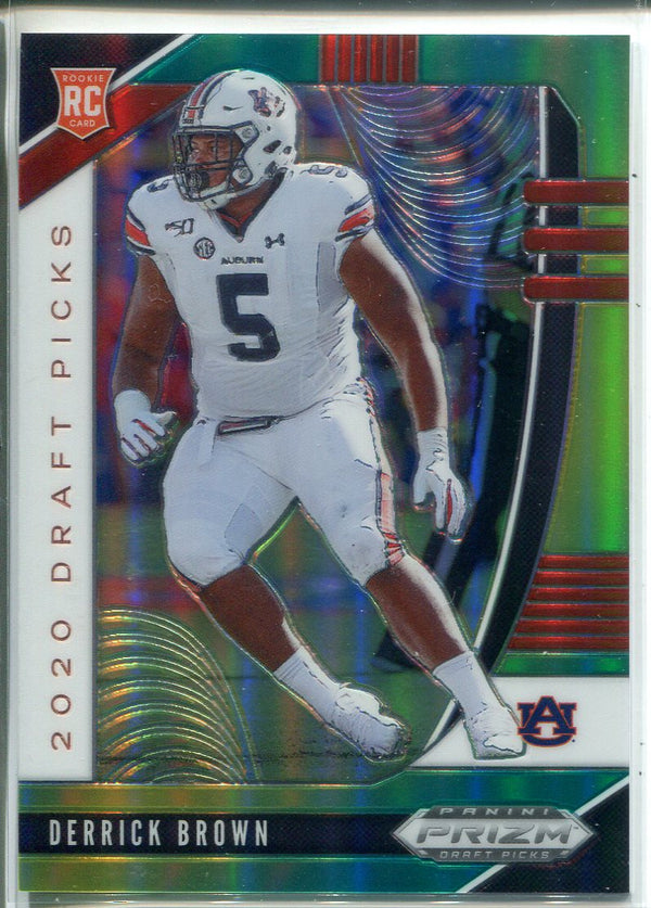 Derrick Brown 2020 Prizm Draft Picks Green & Yellow Rookie Card 222/249