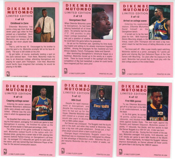 1992 Fleer Dikembe Mutombo Limited Edition Set of 12 Cards