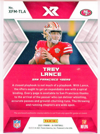 Trey Lance 2021 Panini Xr X-Factor Materials Rookie Card #XFM-TLA