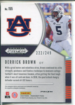 Derrick Brown 2020 Prizm Draft Picks Green & Yellow Rookie Card 222/249