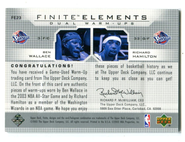 Ben Wallace/Richard Hamilton Upper Deck Finite Elements #FE23 Jersey Card