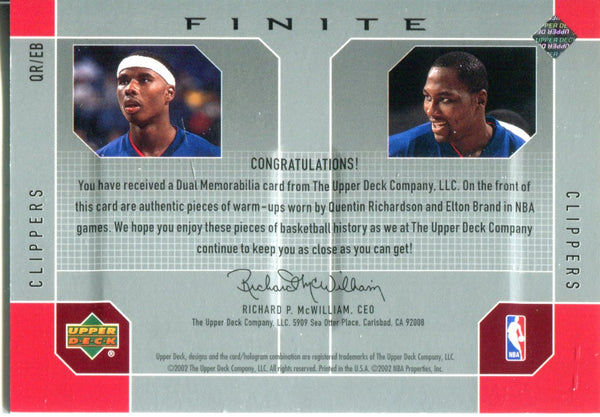 Quentin Richardson and Elton Brand 2002 Upper Deck Game Worn Warm Ups Card