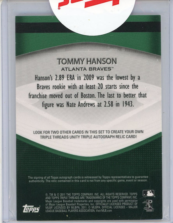 Tommy Hanson Autographed 2011 Topps Triple Threads Patch Card