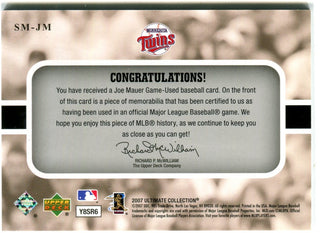 Joe Mauer Ultimate Star Materials Jersey Card