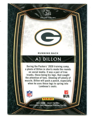 AJ Dillon 2020 Panini Select #265 Club Level RC