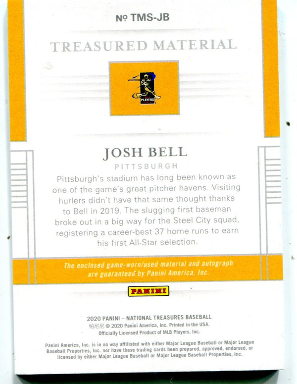 Josh Bell 2021 Panini National Treasures #TMSJB Autographed Card