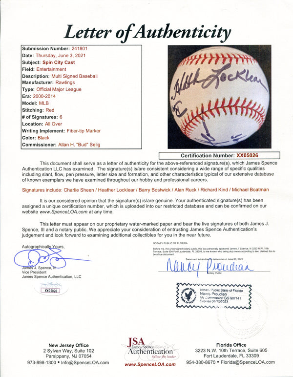 Spin City Cast Autographed Baseball (JSA)