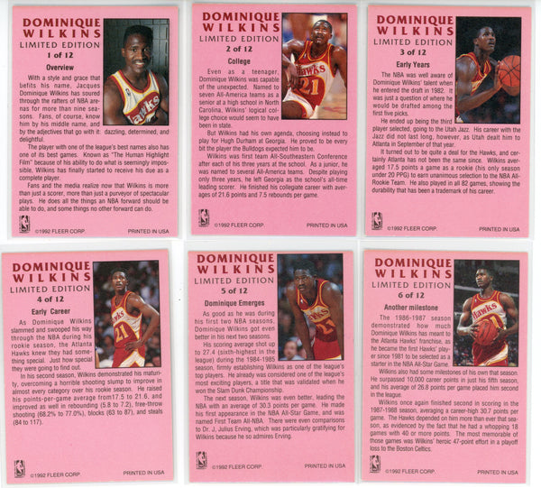 1992 Fleer Dominique Wilkins Limited Edition Set of 12 Cards