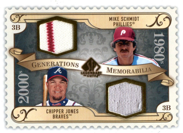 Mike Schmidt & Chipper Jones 2009 Upper Deck Legendary Cuts Generations Jersey Card