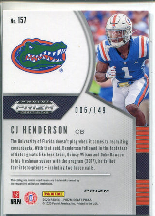 CJ Henderson 2020 Prizm Draft Picks Orange Rookie Card 6/149