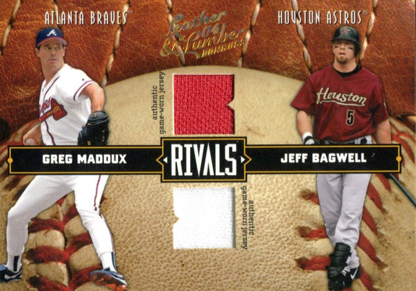 Greg Maddux & Jeff Bagwell 2004 Donruss Playoff Leather & Lumber Rivals Jersey Card