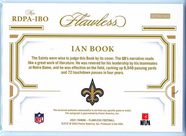 Ian Book Autographed 2021 Panini Flawless Rookie Patch Card #RDPA-IBO