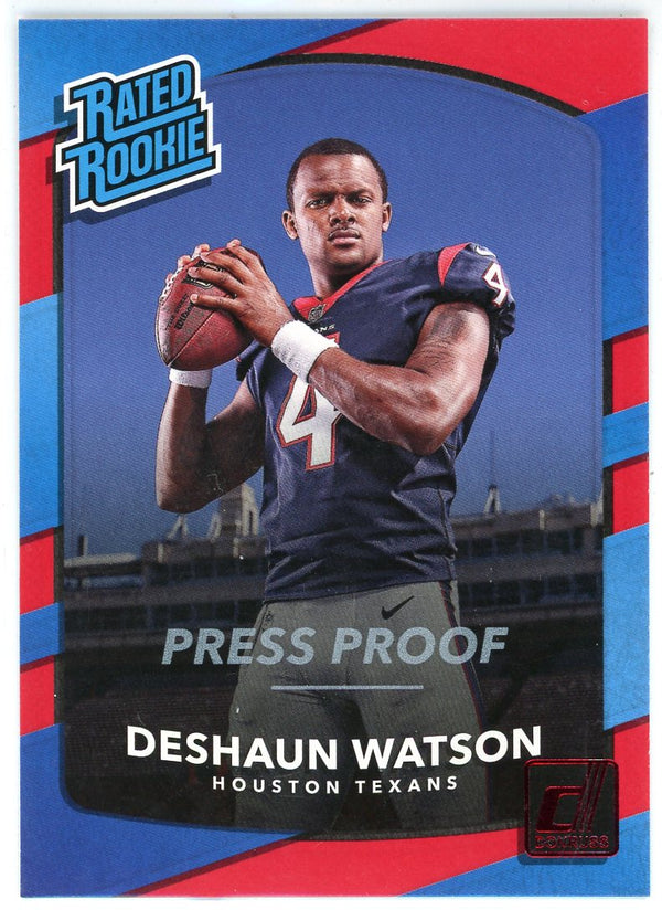 Deshaun Watson 2017 Panini Donruss Rated Rookie Press Proof Red Card #345