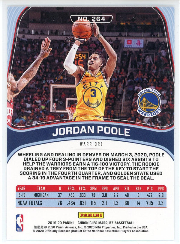 Jordan Poole 2019-20 Panini Chronicles Marquee Rookie Card #264