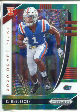 CJ Henderson 2020 Prizm Draft Picks Green & Yellow Rookie Card 96/249