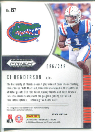 CJ Henderson 2020 Prizm Draft Picks Green & Yellow Rookie Card 96/249