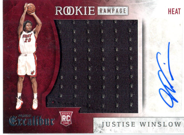 Justise Winslow 2015-16 Panini Excalibur Player-Worn/Autographed Rookie Rampage Card