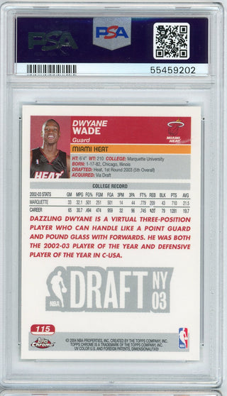 Dwyane Wade 2003 Topps Chrome #115 (PSA Mint 9) Card