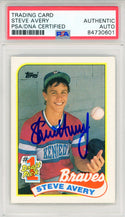 Steve Avery Autographed 1989 Topps Card #784 (PSA Auto)