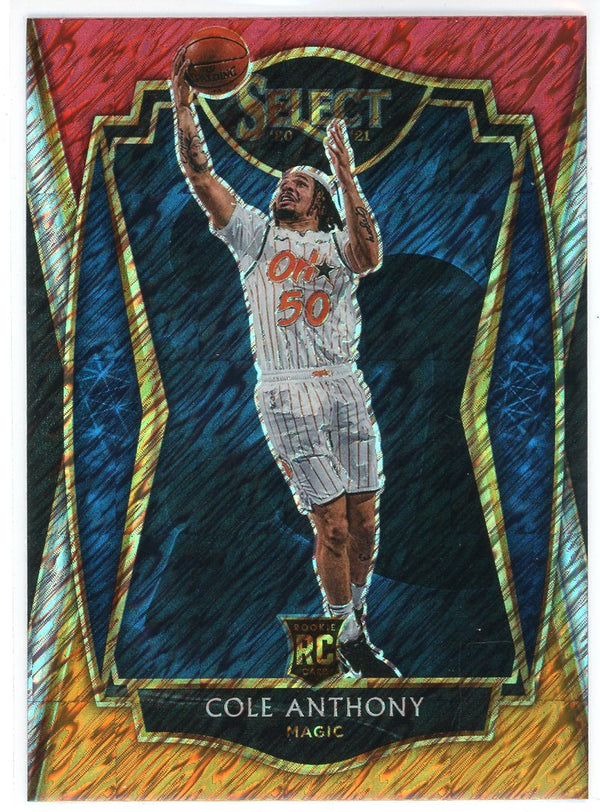 Cole Anthony 2020-21 Panini Select Premier Level Red/Yellow Prizm Rookie Card #177