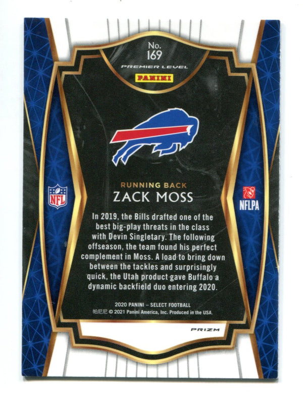 Zack Moss 2020 Panini Select #169 Silver Premier Level RC